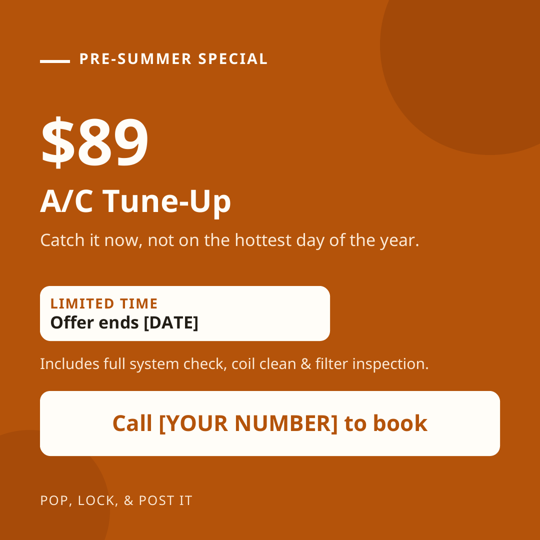 HVAC sample post: $89 Pre-Summer A/C Tune-Up