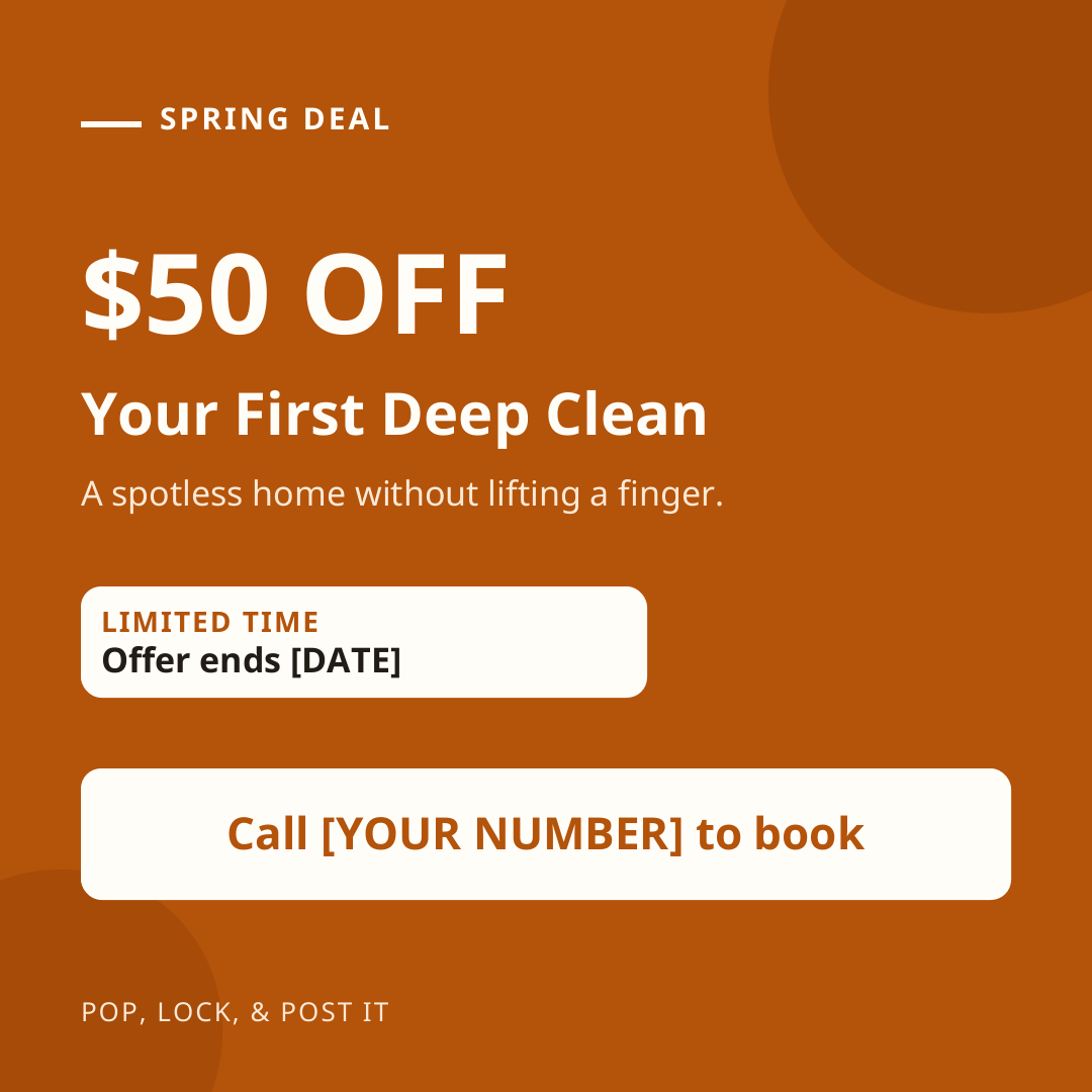 Cleaning sample post: $50 Off Your First Deep Clean